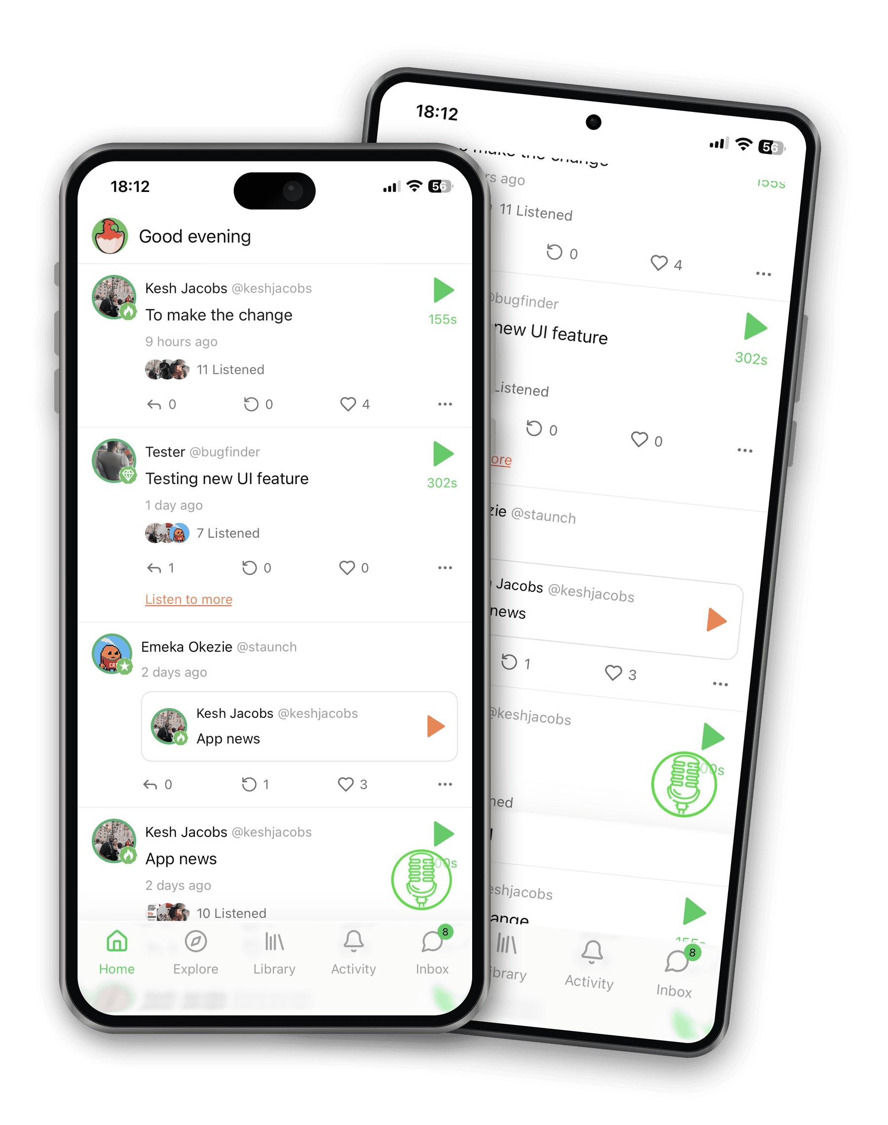 JustTalk app shown on two devices